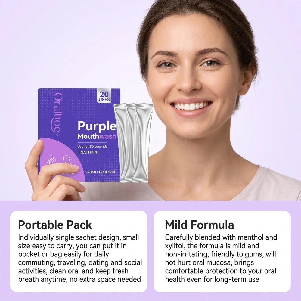 Travel-Sized Purple Teeth Whitening Mouthwash