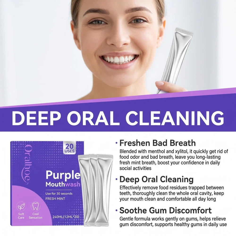 Travel-Sized Purple Teeth Whitening Mouthwash