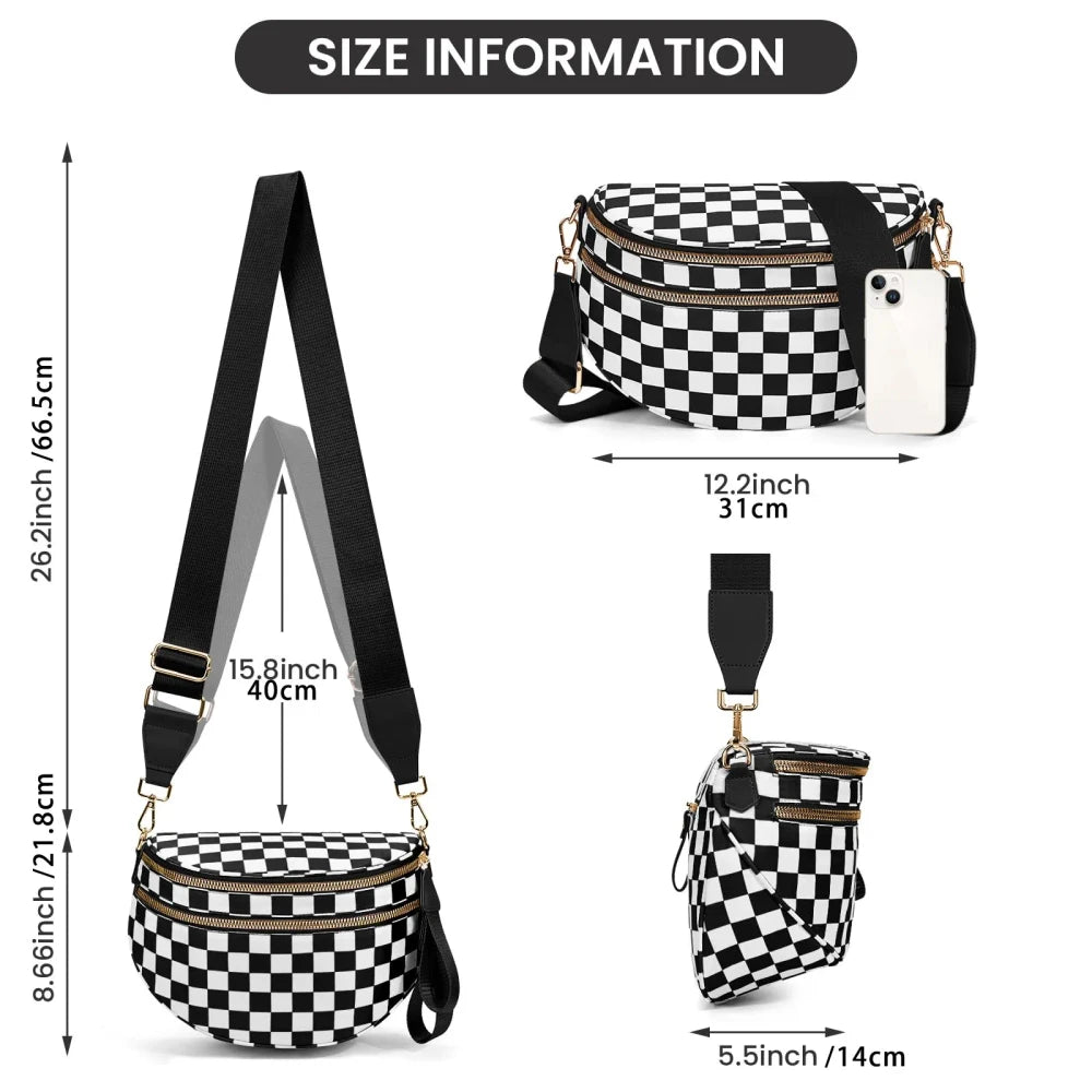 Checkered Nylon Crossbody Bum Bag