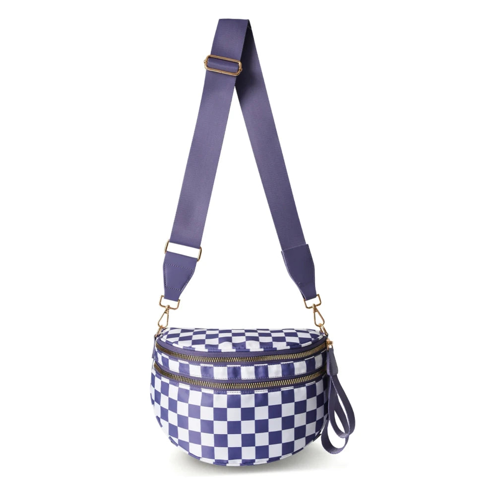 Checkered Nylon Crossbody Bum Bag