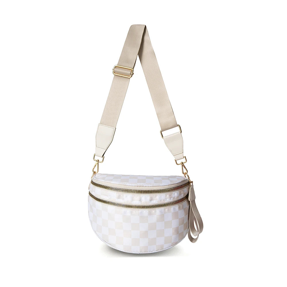 Checkered Nylon Crossbody Bum Bag