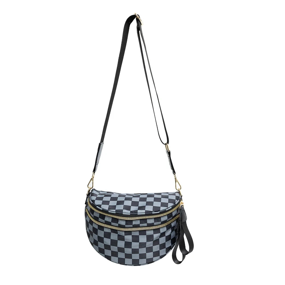 Checkered Nylon Crossbody Bum Bag