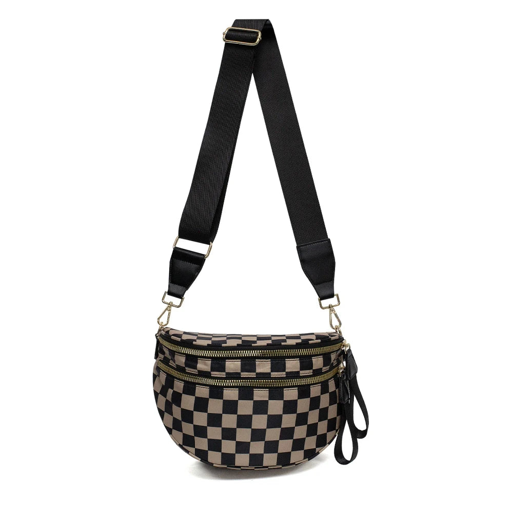 Checkered Nylon Crossbody Bum Bag